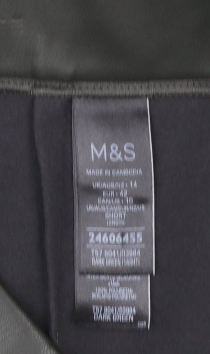 Marks and Spencer Women Black Size 14 Faux Leather Leggings
