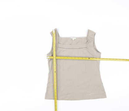 Monsoon Beige Cotton Women's Tank Top M Square Neck