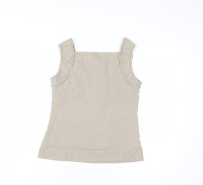 Monsoon Beige Cotton Women's Tank Top M Square Neck