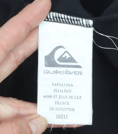 Quiksilver Womens Black 100% Cotton Long Sleeve High Neck Top Size 16