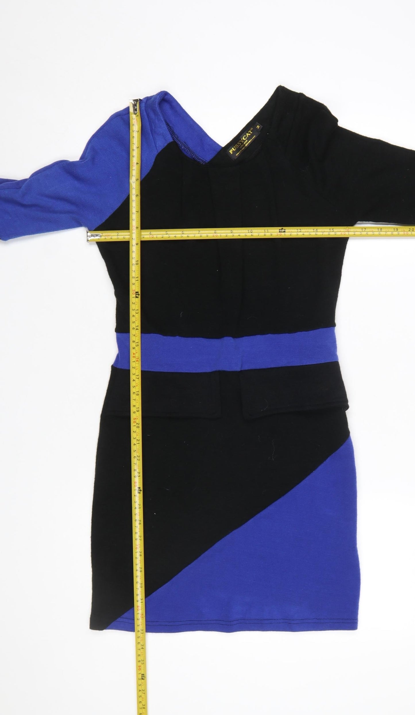 Pussycat London Women's Black Blue Bodycon Colourblock Dress M