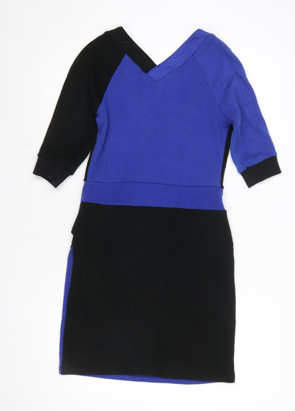 Pussycat London Women's Black Blue Bodycon Colourblock Dress M