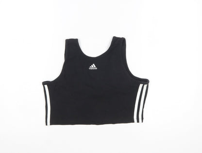 Adidas Women Black L Cropped Tank Top Athletic Activewear