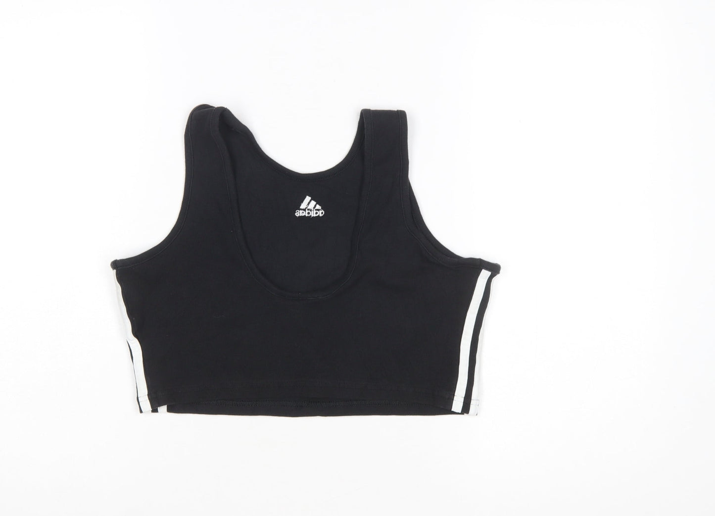 Adidas Women Black L Cropped Tank Top Athletic Activewear