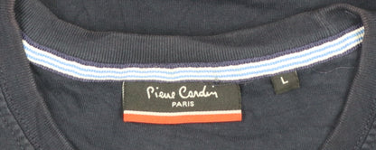 Pierre Cardin Men's Blue Cotton Crew Neck Short Sleeve T-Shirt L