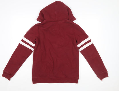Hollister Women's Red Full Zip Hoodie S - Casual Logo Sweatshirt