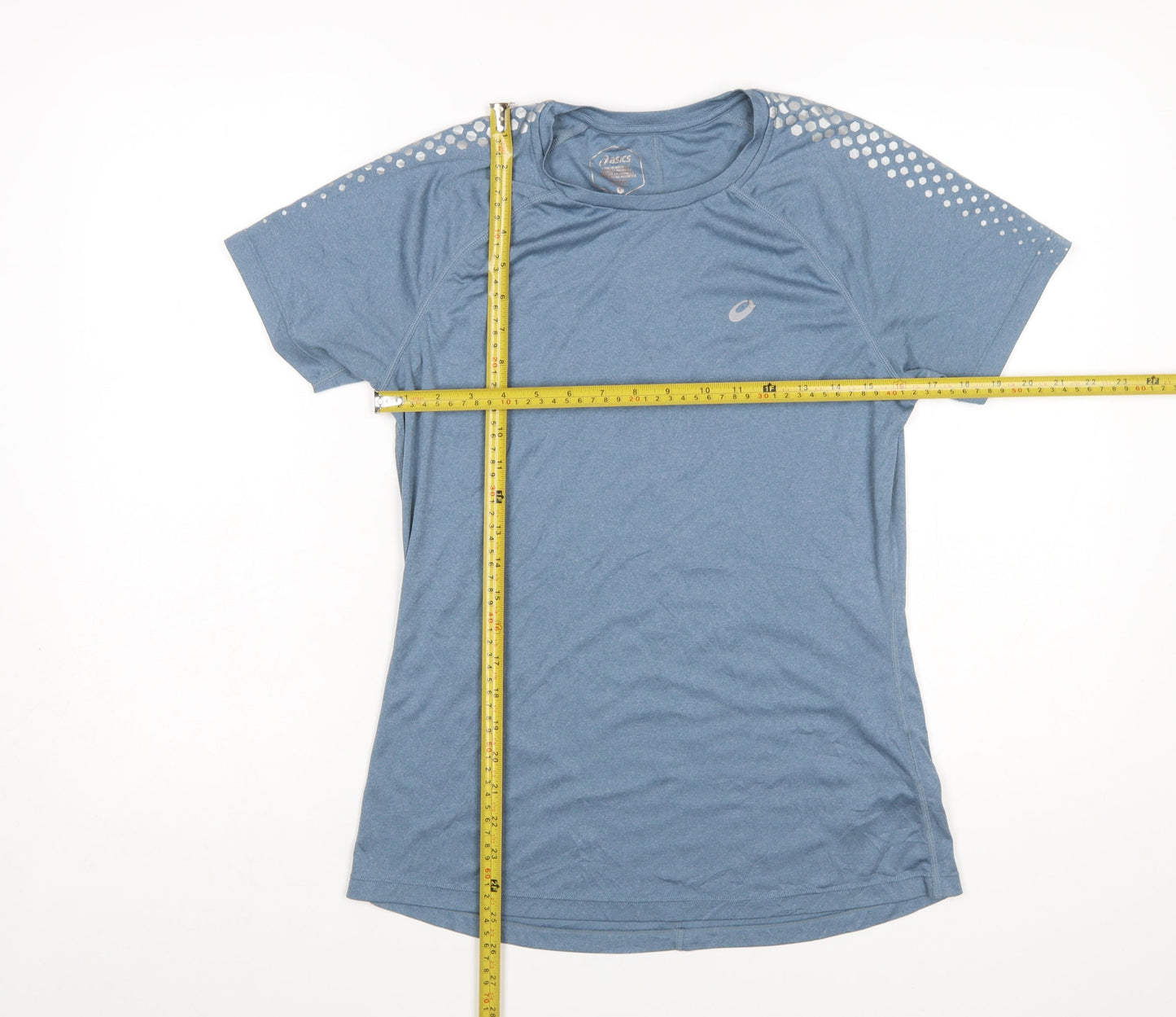 Asics Women Blue Athletic Short Sleeve Running T-Shirt Size L