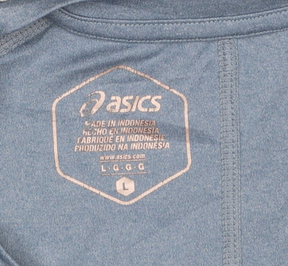Asics Women Blue Athletic Short Sleeve Running T-Shirt Size L