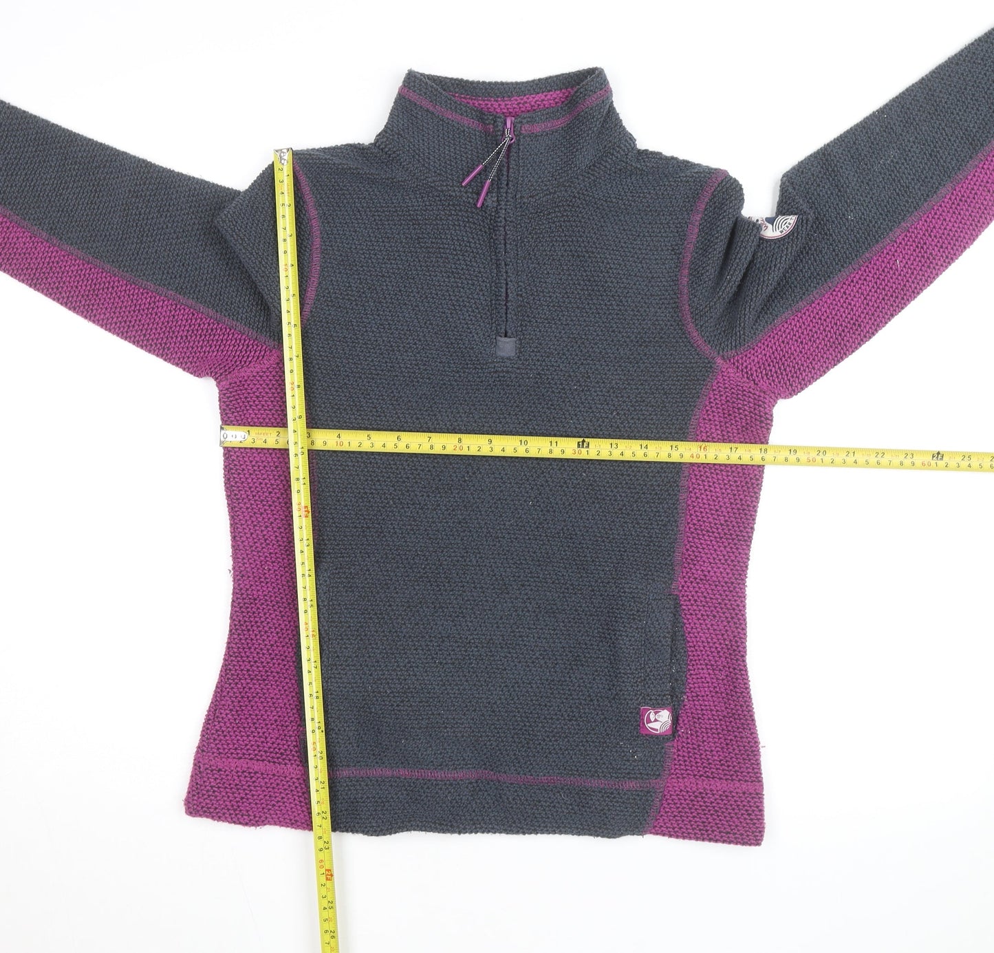 Weird Fish Women's Grey & Purple 1/4 Zip Pullover Sweatshirt Size 10
