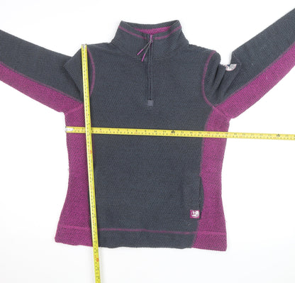 Weird Fish Women's Grey & Purple 1/4 Zip Pullover Sweatshirt Size 10