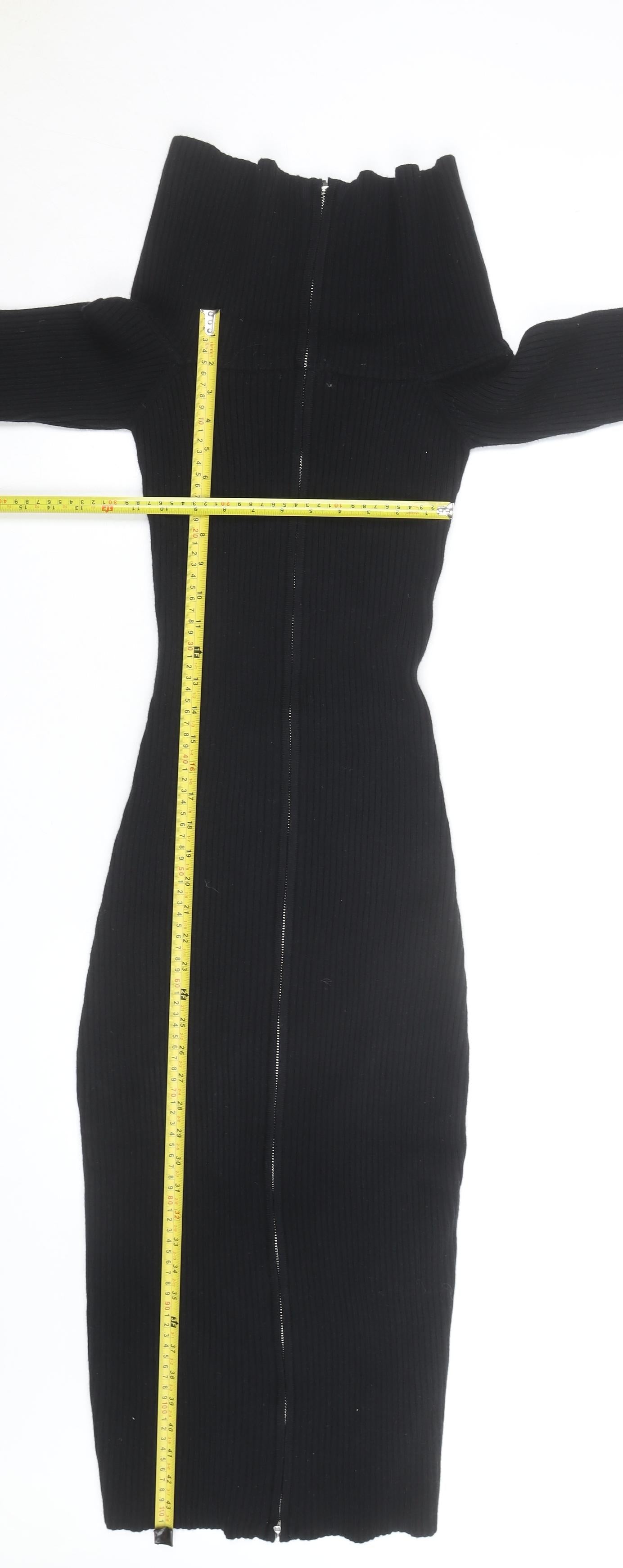 Lulus Women’s Black Off Shoulder Knit Bodycon Midi Dress M