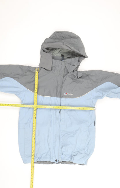 Berghaus Boys Grey Blue Waterproof Hooded Rain Coat Jacket 11-12 Years