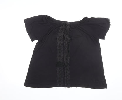 Evans Women's Black Off Shoulder Crochet Tunic Blouse Size 14