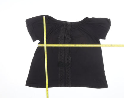 Evans Women's Black Off Shoulder Crochet Tunic Blouse Size 14