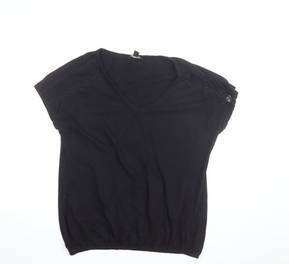 Next Women’s Black V-Neck Cotton Blouse Size 14