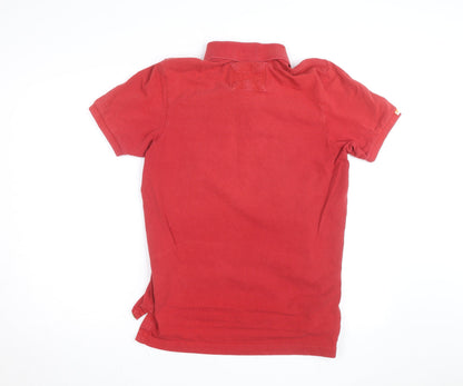 Superdry Men's Red Cotton Polo Shirt Size L Embroidered Logo