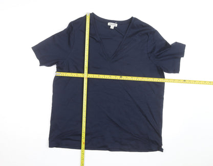 Jaeger Women’s Blue V-Neck Cotton Jersey T-Shirt Size 14
