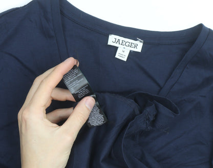 Jaeger Women’s Blue V-Neck Cotton Jersey T-Shirt Size 14