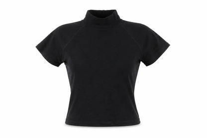 Ellie Louise Womens Black Roll Neck Short Sleeve Slim T-Shirt Size 14