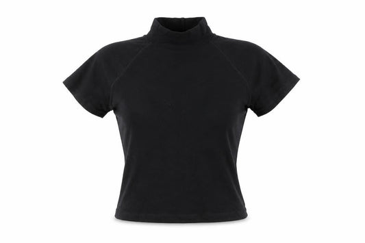 Ellie Louise Womens Black Roll Neck Short Sleeve Slim T-Shirt Size 14