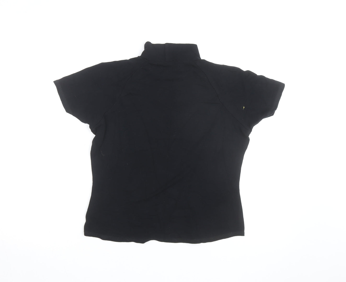 Ellie Louise Womens Black Roll Neck Short Sleeve Slim T-Shirt Size 14