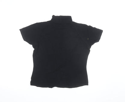 Ellie Louise Womens Black Roll Neck Short Sleeve Slim T-Shirt Size 14