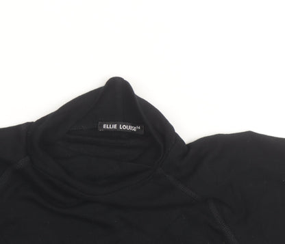 Ellie Louise Womens Black Roll Neck Short Sleeve Slim T-Shirt Size 14