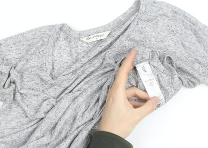 Miss Selfridge Womens Grey Long Sleeve Jersey T-Shirt Size 6