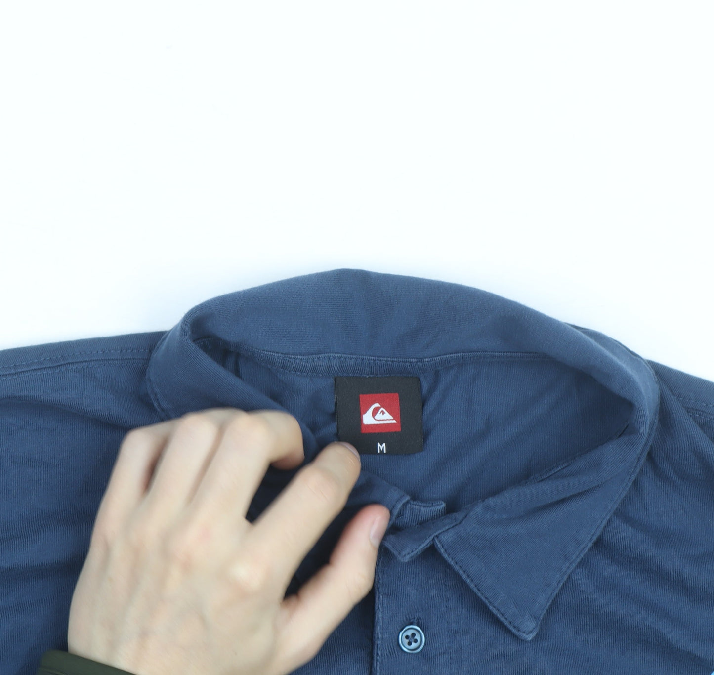 Quiksilver Men's Blue Beach Graphic Cotton Polo Shirt Size M