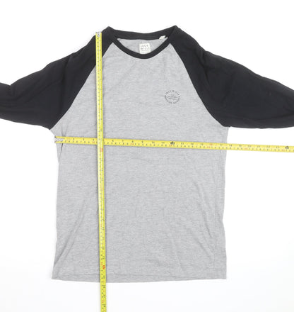 Jack Wills Men's Grey Colourblock Long Sleeve Cotton Top Size S