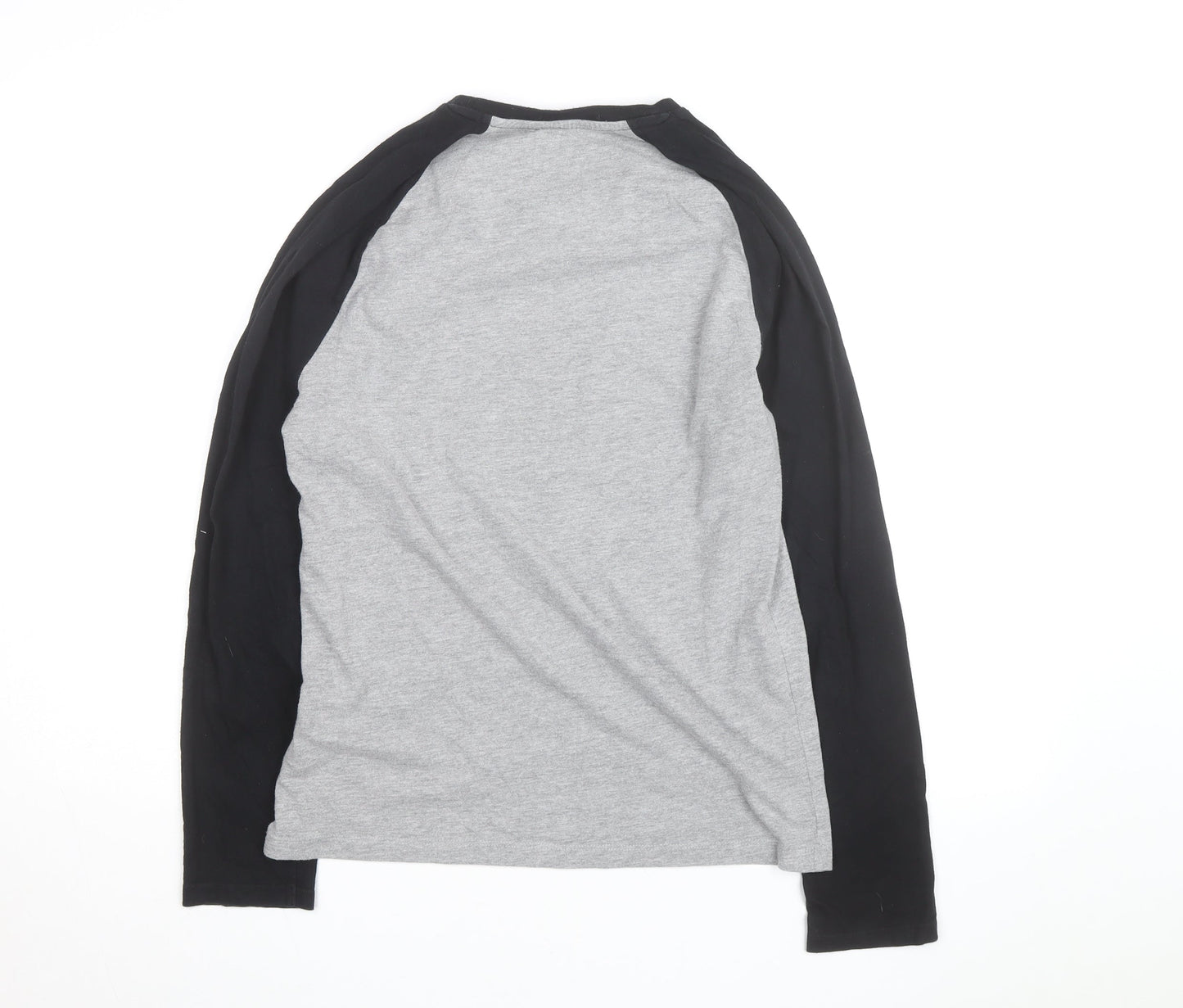 Jack Wills Men's Grey Colourblock Long Sleeve Cotton Top Size S
