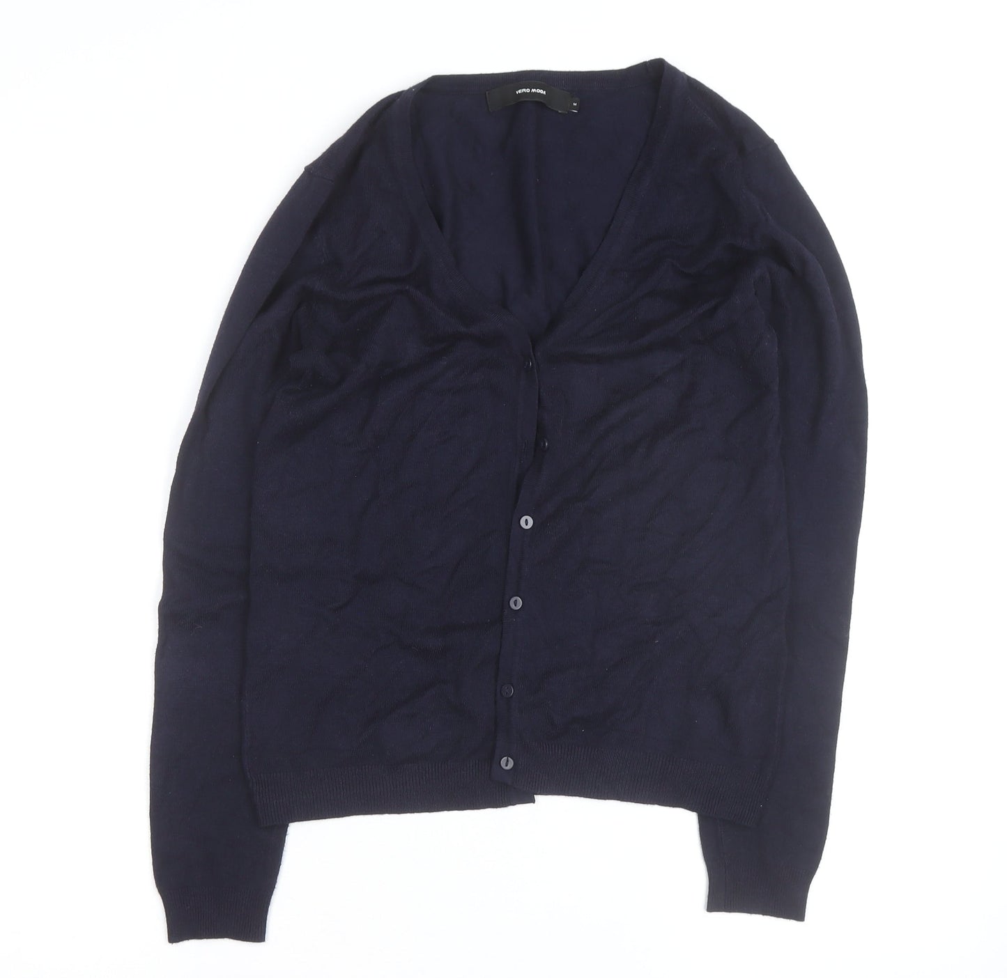 Vero Moda Women's Blue V-Neck Long Sleeve Cardigan M