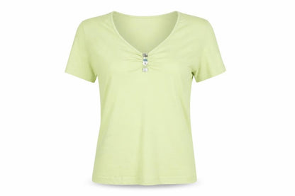Gerry Weber Women’s Green V-Neck Stretch Cotton T-Shirt Size 18