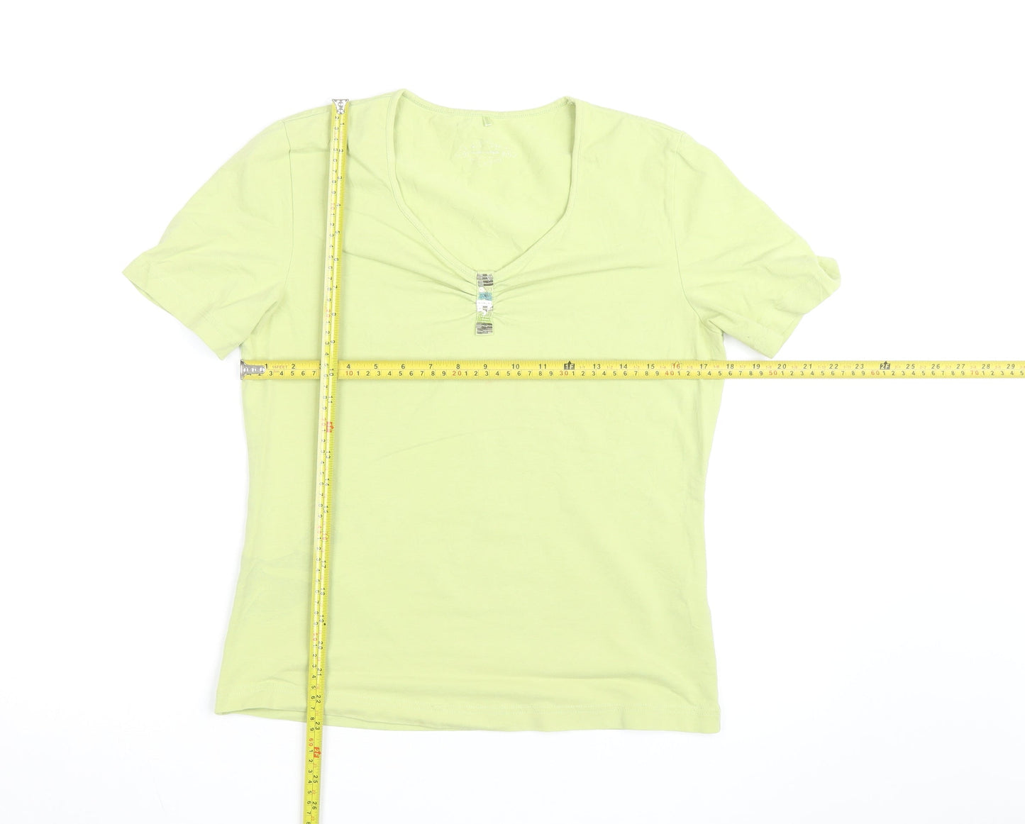 Gerry Weber Women’s Green V-Neck Stretch Cotton T-Shirt Size 18