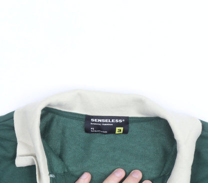 Senseless Mens Green Long Sleeve 1/2 Zip Collared Casual Top Size M