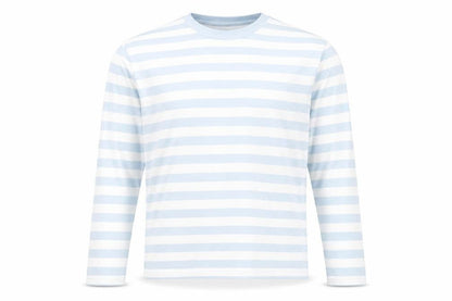 Monki Women Blue White Striped Long Sleeve Cotton Top Size S