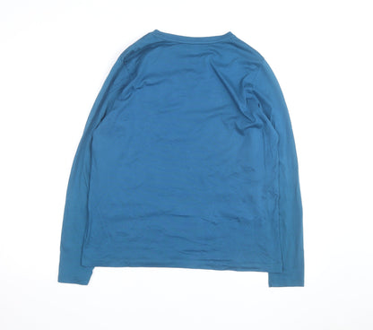 Lands' End Men's Blue Long Sleeve Cotton Crew Neck Top M