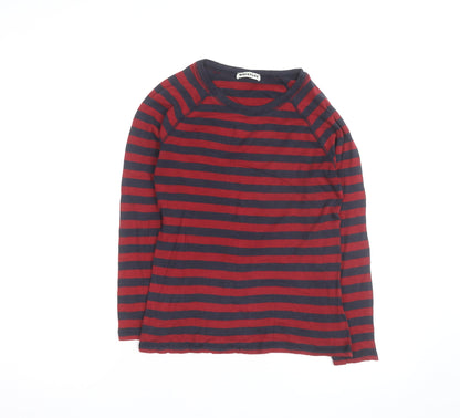 Whistles Women's Red Navy Striped Long Sleeve Cotton T-Shirt Size 8