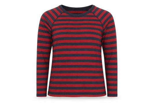 Whistles Women's Red Navy Striped Long Sleeve Cotton T-Shirt Size 8