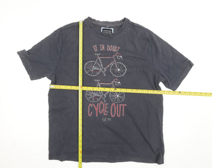 Boston Crew Men's Grey Cotton Cycling Graphic T-Shirt Size L