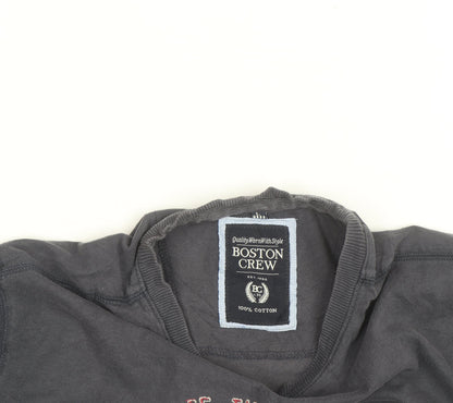 Boston Crew Men's Grey Cotton Cycling Graphic T-Shirt Size L