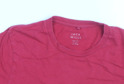Jack Wills Men's Red Crew Neck Cotton T-Shirt Size M