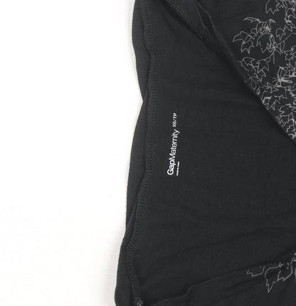 Gap Maternity Women’s Black XS V-Neck Floral Print T-Shirt