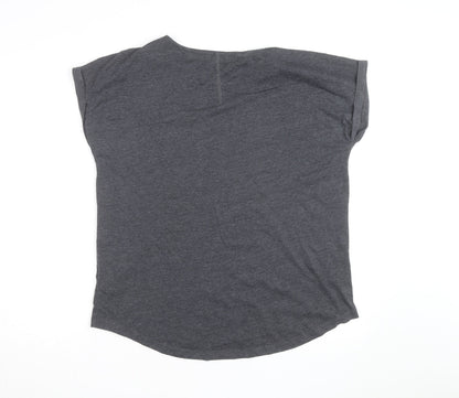 Next Women’s Grey Studded Star T-Shirt Size 16 Short Sleeve Casual Top