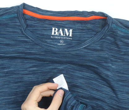 BAM Men's Blue XL Short Sleeve Bamboo Athletic T-Shirt