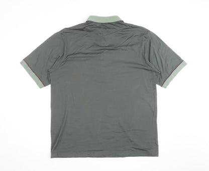 Gabicci Men's Green XL Polo Shirt Retro Contrast Collar Cotton Blend