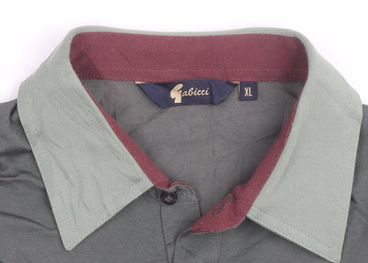 Gabicci Men's Green XL Polo Shirt Retro Contrast Collar Cotton Blend