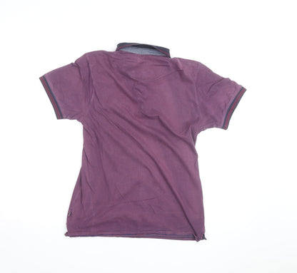 Jeff Banks Men's Purple Striped Cotton Polo Shirt Size S