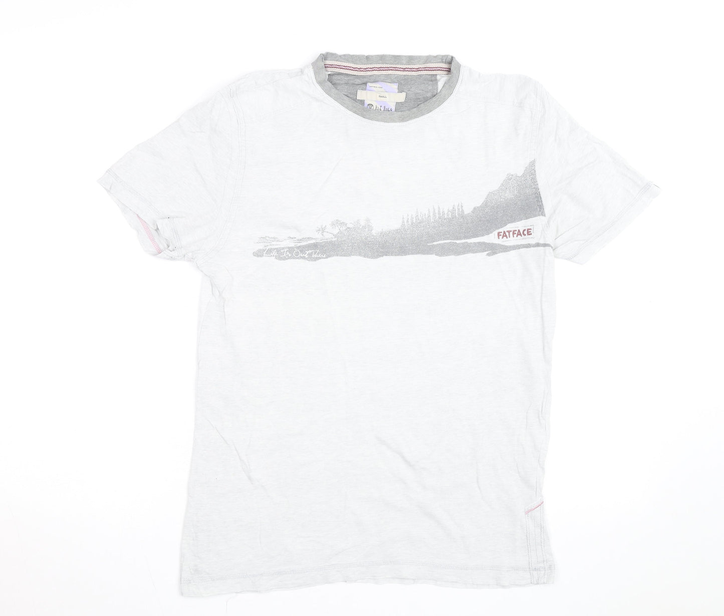 FatFace Men's White Graphic Print Cotton T-Shirt Size Small