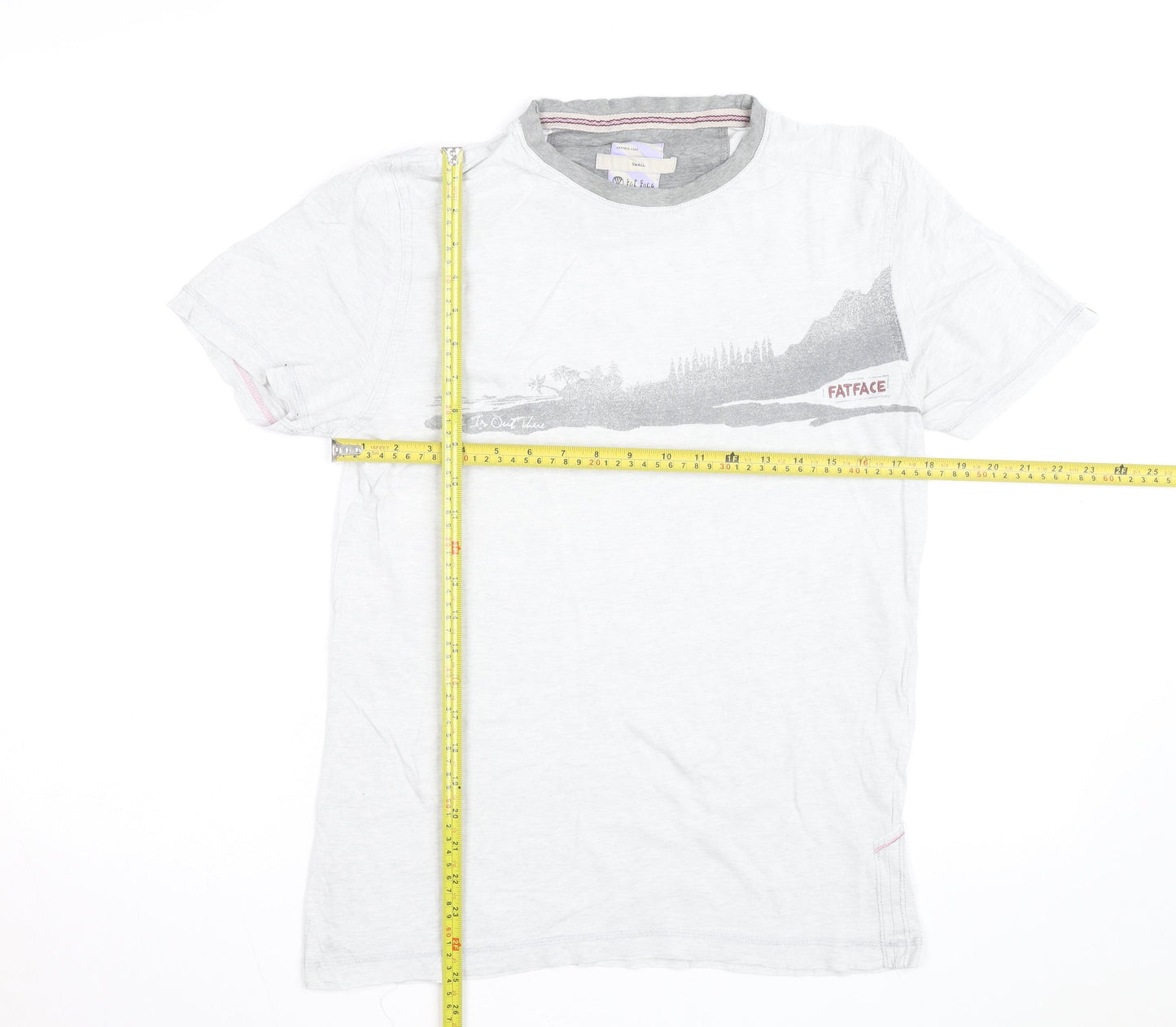 FatFace Men's White Graphic Print Cotton T-Shirt Size Small